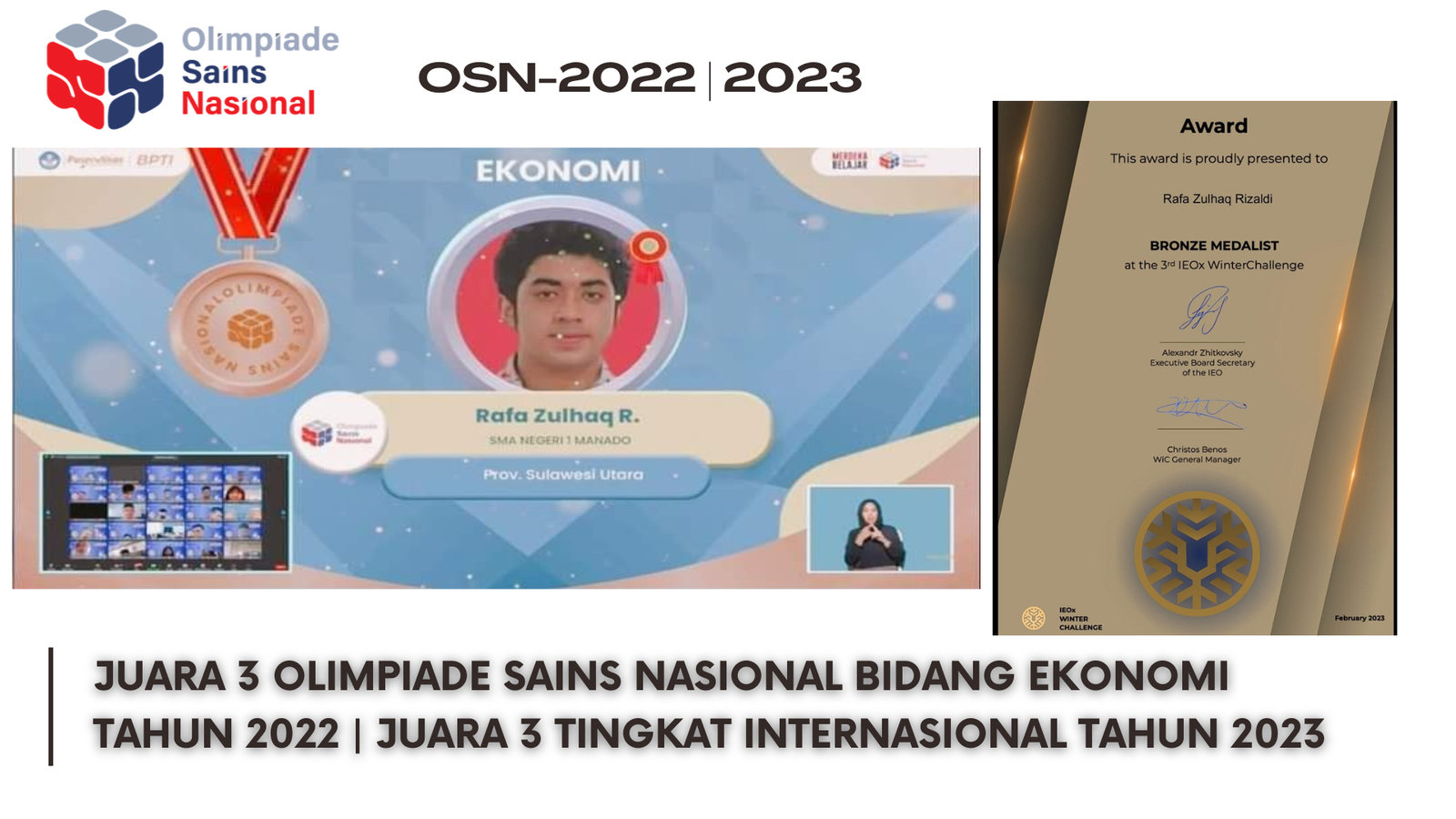 Juara 3 Tkt.Internasional OSN Bidang Ekonomi