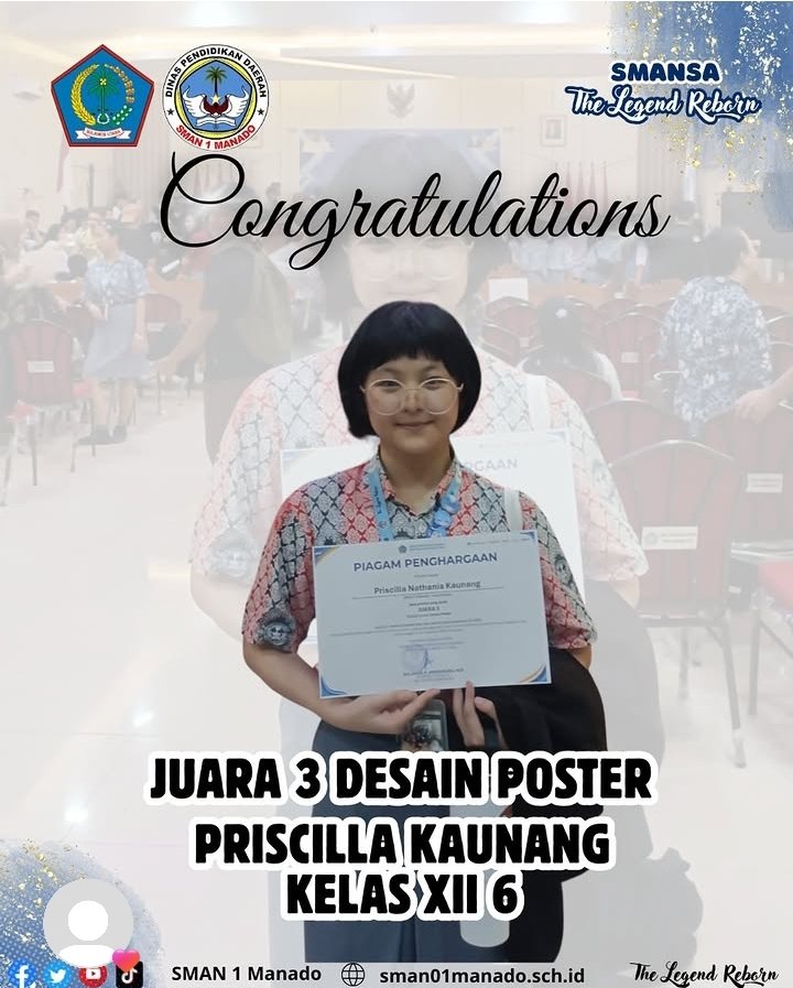 Priscilla Kaunang Siswi SMA Negeri 1 Manado raih Juara 3 Desain Poster