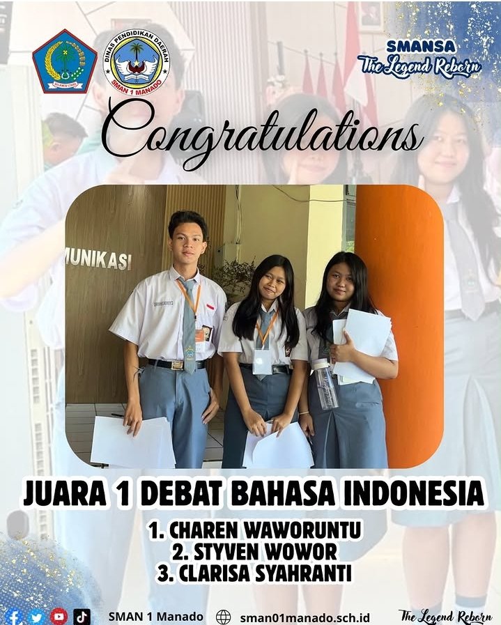 Siswa-siswi SMA Negeri 1 Manado meraih Juara 1 Debat Bahasa Indonesia