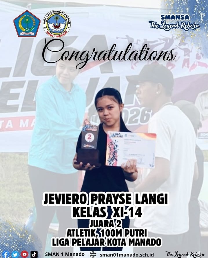 Siswi Jeviero Prayse Langi Perwakilan SMA Negeri 1 Manado raih Juara 2 Atletik, 100M Putri Liga Pelajar Kota Manado